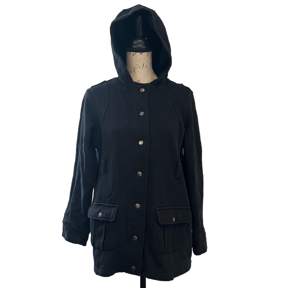 Motherhood Maternity Coat Jacket Hood Pregnancy Black Coat Size Medium